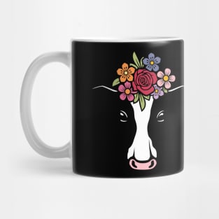 Cow Head With Colorful Flowers Mug